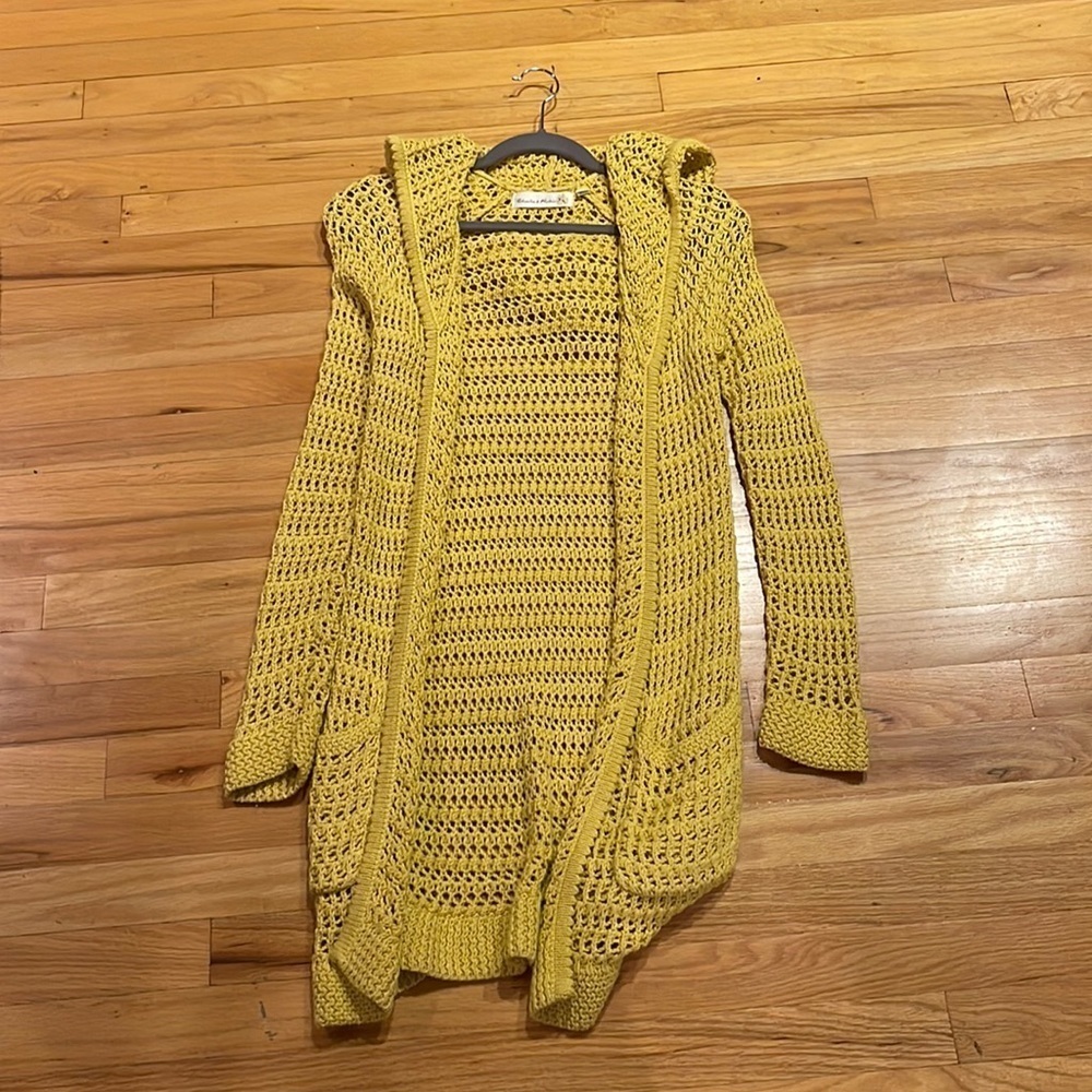 WOMENS Charlie & Robin Yellow Knit Hooded Cardigan One Size